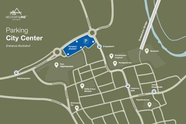 Neckarline parking map: parking city center - entrance Bockshof